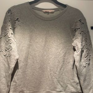 Rebecca Taylor Floral Cutout Melange Sweatshirt